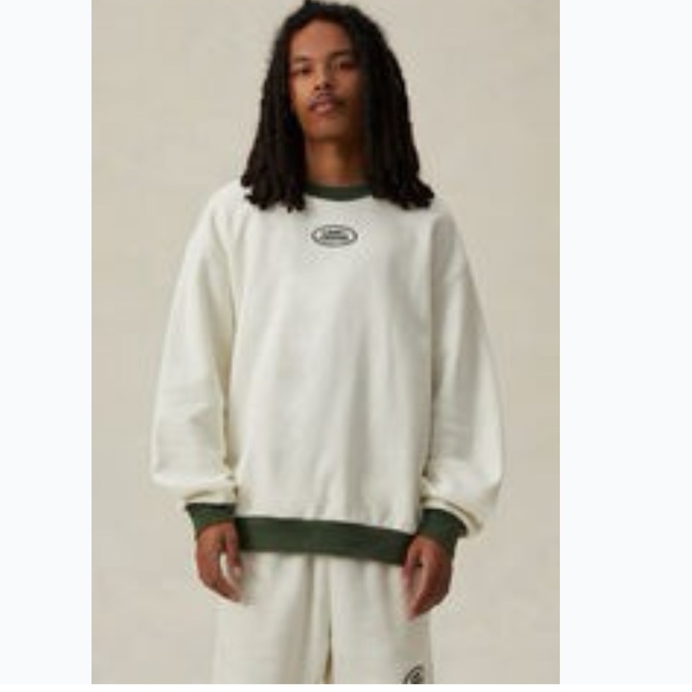 Cream and Green Sweatshirt